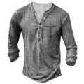 Herren Langarm Henley-Shirt mit kreativem Grafikdruck