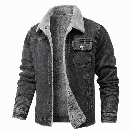Herren Sherpa-gefütterte Denimjacke mit Teddyfutter und Brusttasche Shop Nory