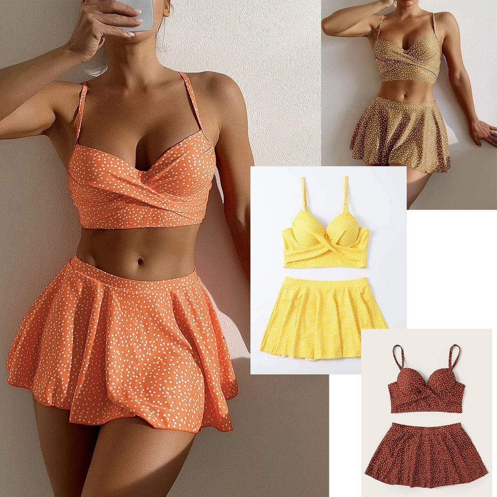 Damen Tankini-Set mit verspieltem Rock und gepolstertem Oberteil