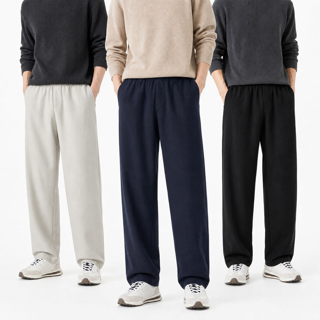 Herren Entspannte Baumwollhose mit elastischem Bund und weitem Bein Shop Nory