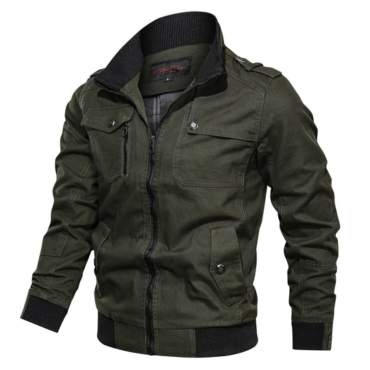 Herren Canvas-Fieldjacke im Bomberstil mit Rippsaum, Stehkragen und Utility-Taschen Shop Nory