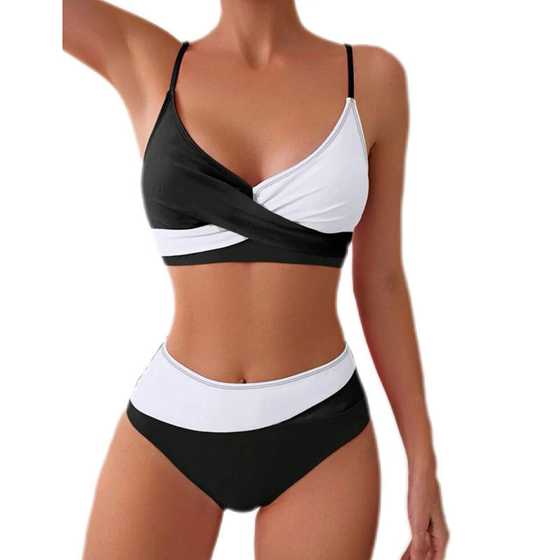 Damen Hochtailliertes Bikini-Set mit Kreuzband-Design