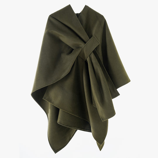 Damen Multifunktionaler Cape‑Überwurf aus Wollmix mit drapiertem Knotendetail Shop Nory