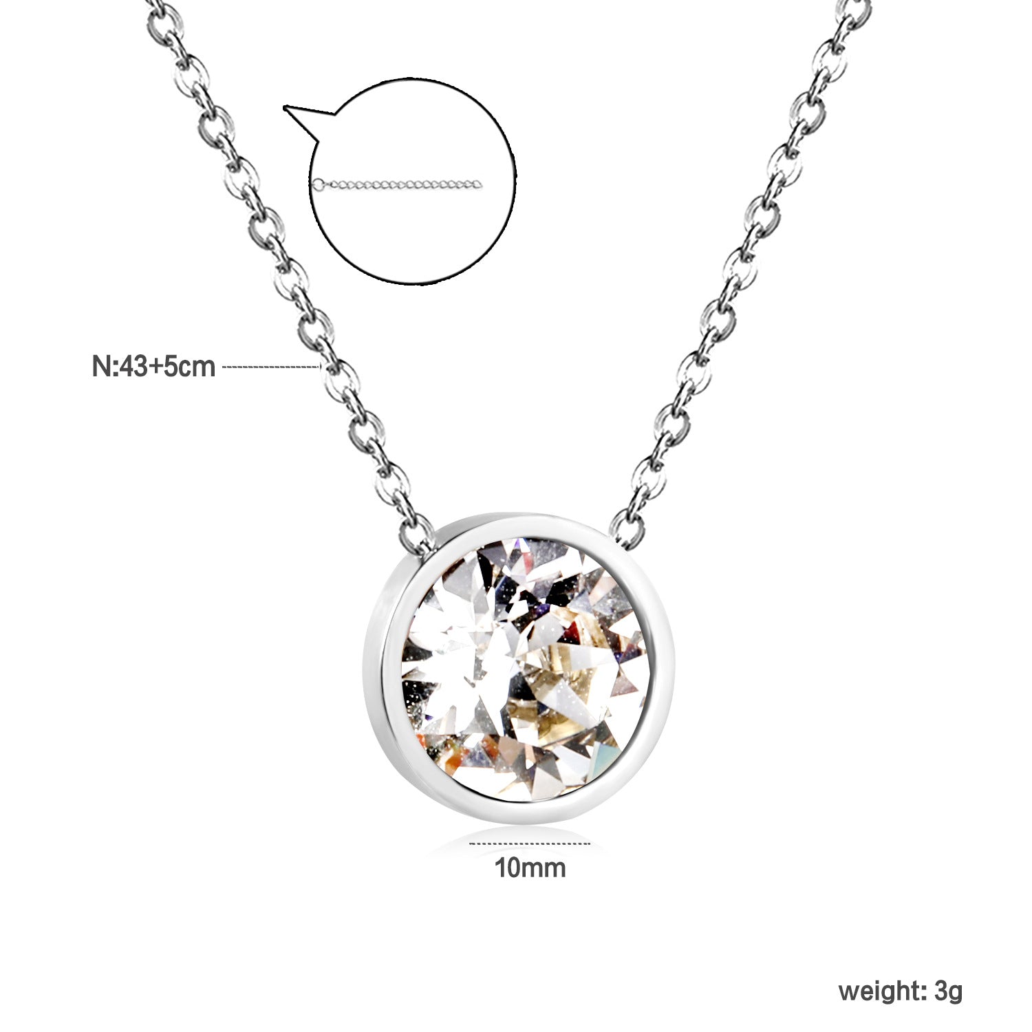 Damen Halskette mit funkelndem Kristallanhänger und eleganter Gliederkette Shop Nory