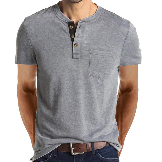 Herren T-Shirt mit strukturiertem Kragen und Brusttasche