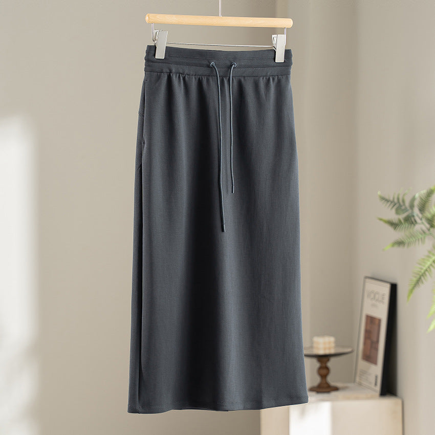 Damen Midirock aus weichem Jersey mit elastischem Bund und Kordelzug Shop Nory