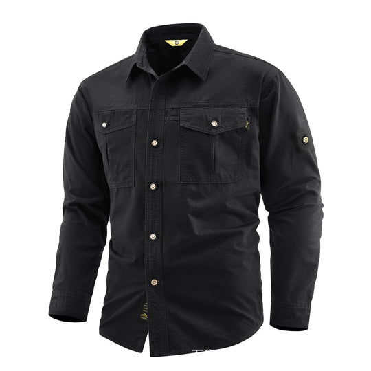 Herren Canvas-Overshirt im Field‑Style mit Brustklappen und durchgehender Knopfleiste Shop Nory