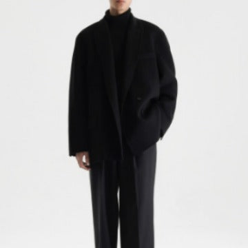 Herren Boxy Wollmix-Kurzmantel mit Doppelknopf und fallendem Revers Shop Nory