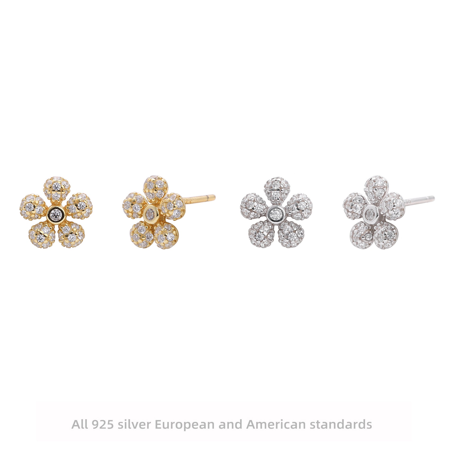 Damen Ohrstecker in Blumenform mit funkelnden Zirkonia Shop Nory