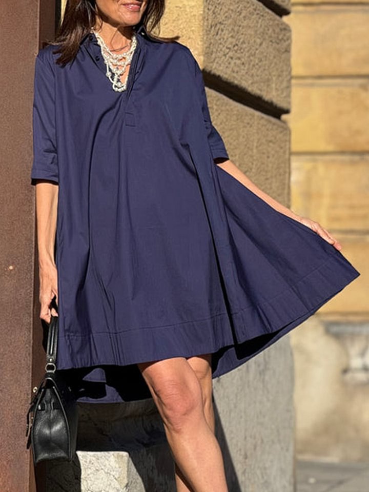 Damen Hemdblusenkleid in A-Linie von