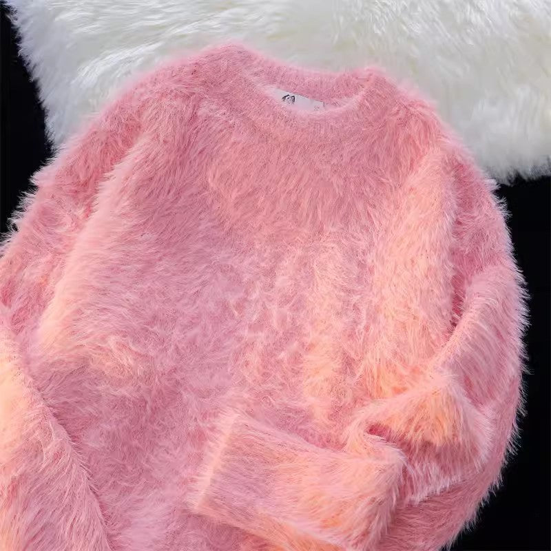 Damen Flauschiger Rundhalspullover