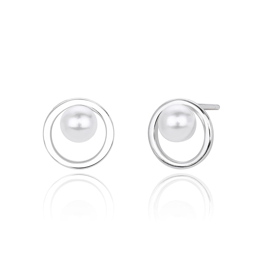 Damen Ohrstecker mit modernem Perlen-Design und hochwertiger 925 Sterling Silber-Fassung Shop Nory