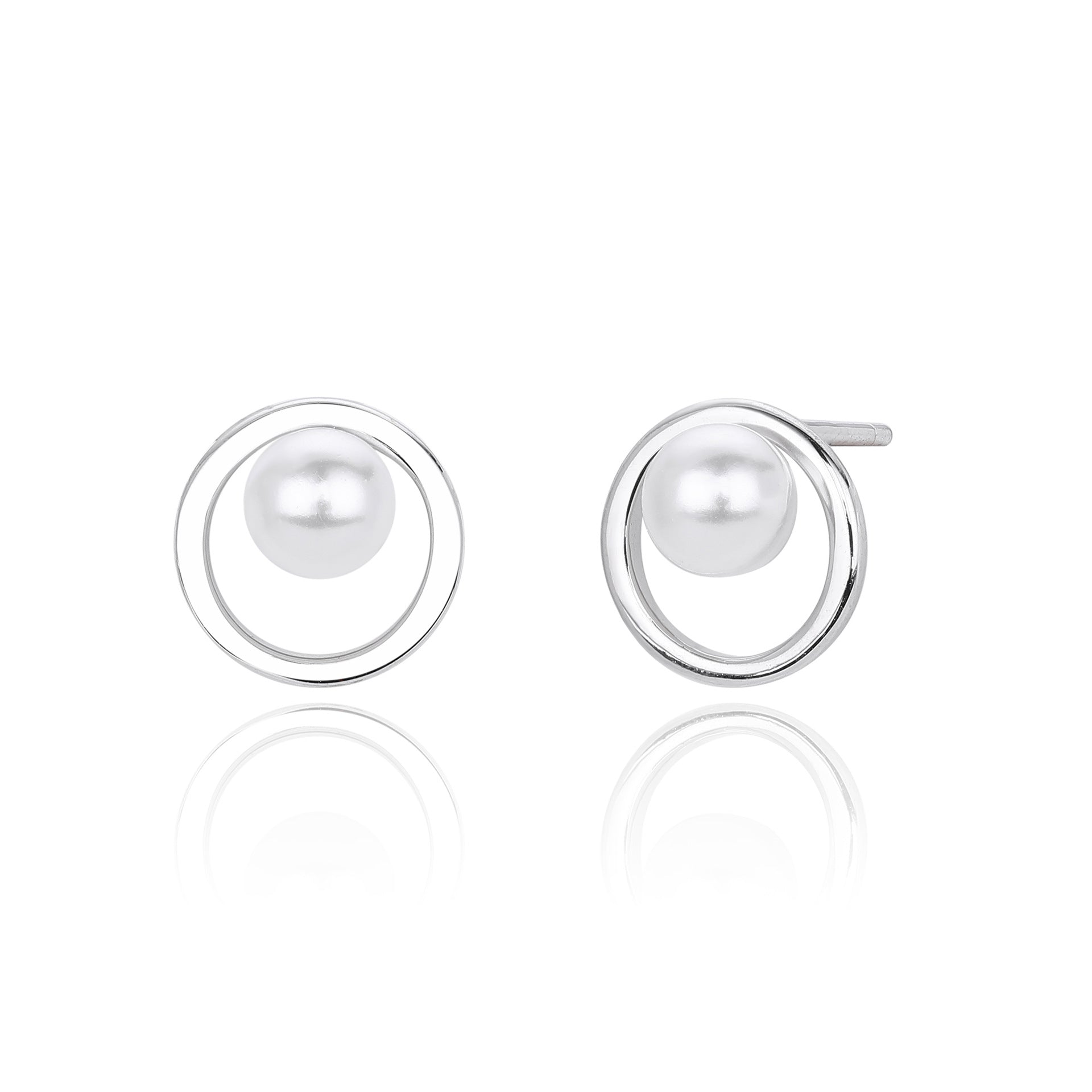 Damen Ohrstecker mit modernem Perlen-Design und hochwertiger 925 Sterling Silber-Fassung Shop Nory
