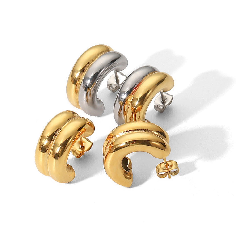 Damen Creolen mit elegantem Wellen-Design aus hochwertigem Edelstahl Shop Nory