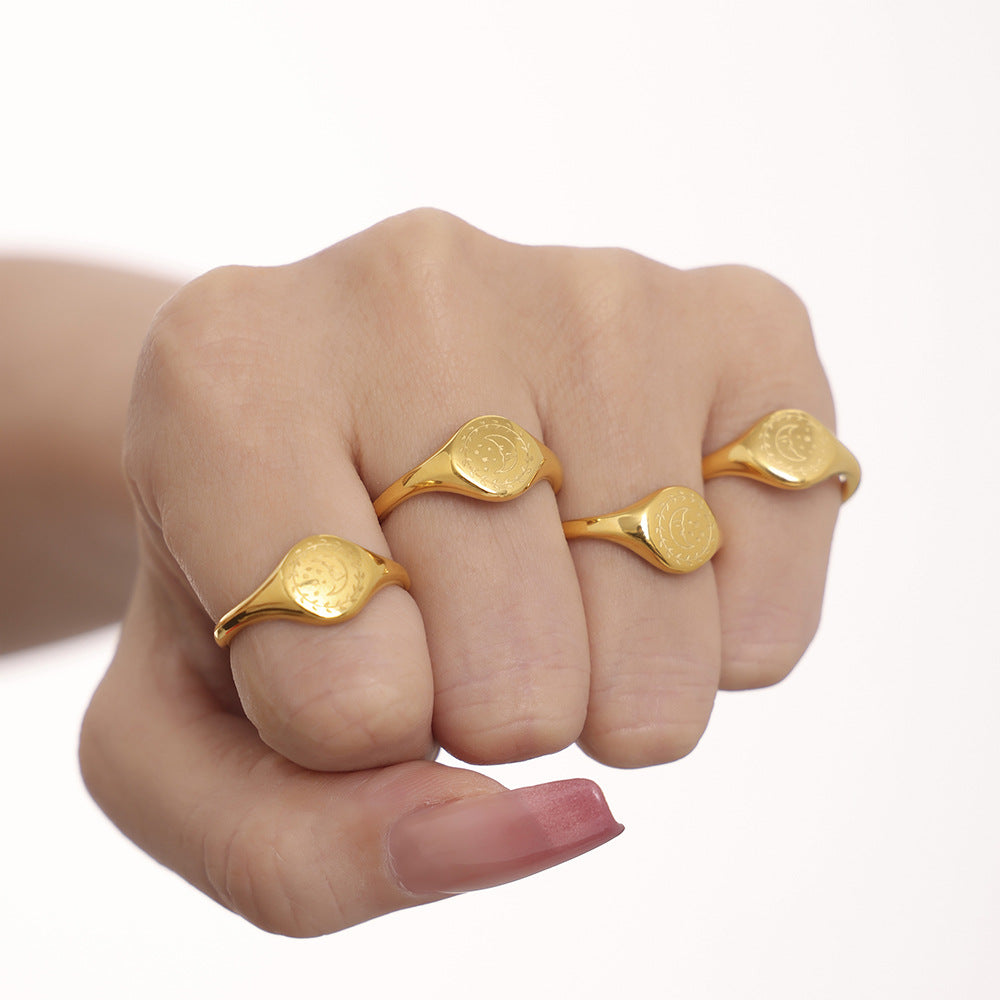 Damen massiver Ring mit elegantem, graviertem Design Shop Nory