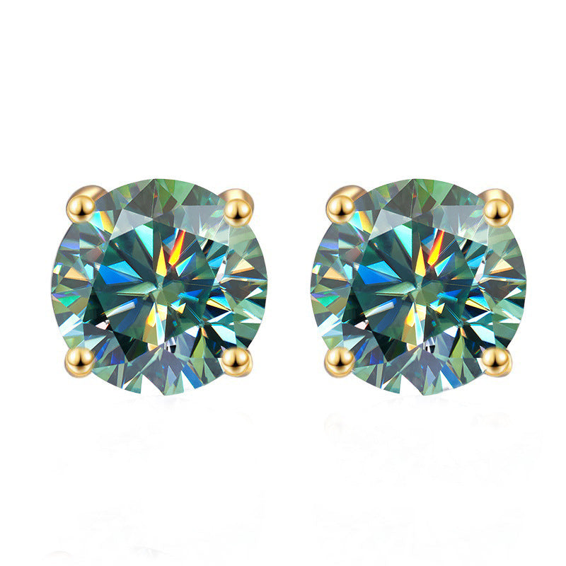 Damen Ohrringe mit funkelnden blauen Kristallen und elegantem goldenen Rahmen Shop Nory