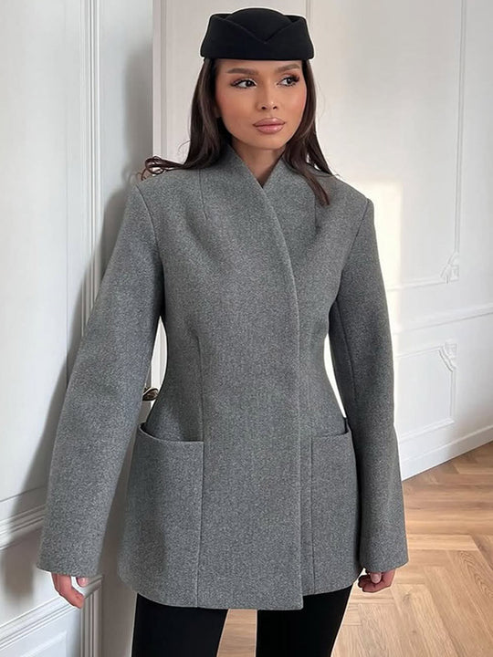 Damen Figurnaher Wollmix-Mantel im Cocoon-Schnitt mit verdeckter Knopfleiste Shop Nory