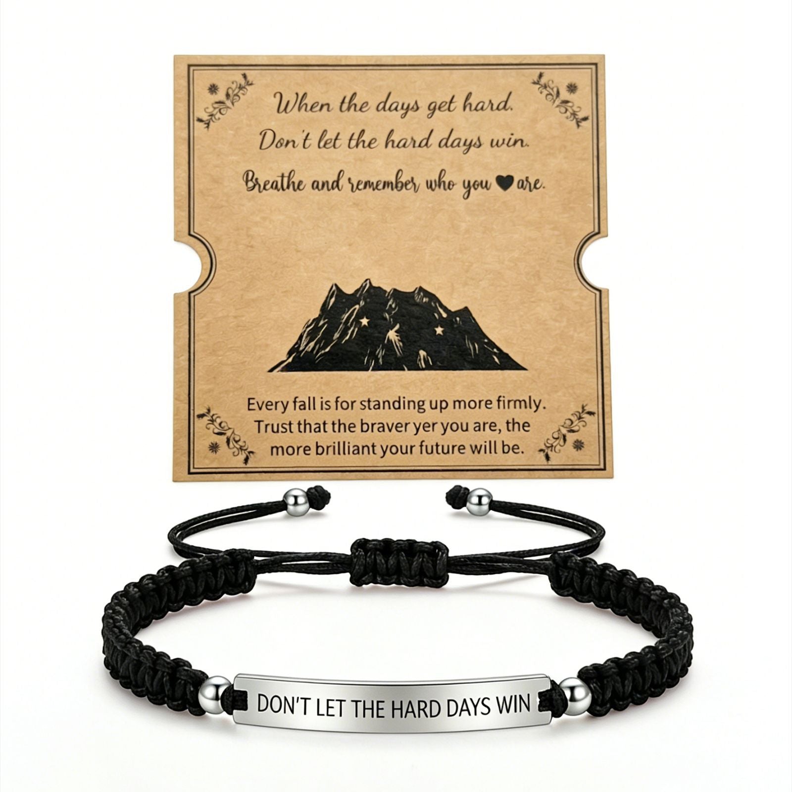 Damen Motivationsarmband mit verstellbarem Knoten und inspirierendem Spruch Shop Nory