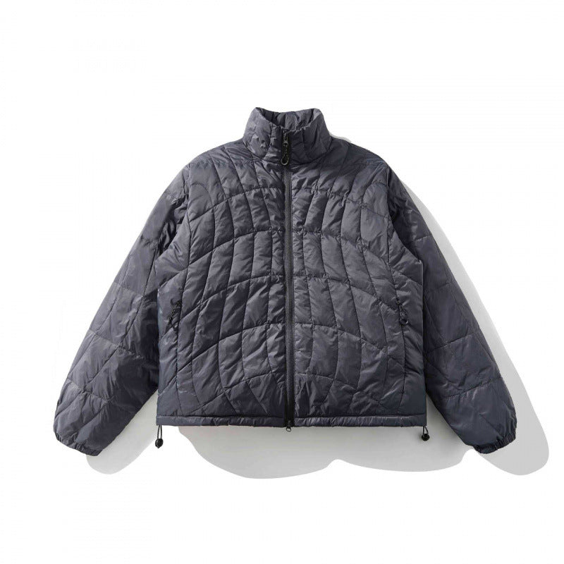 Unisex Ultraleichte gesteppte Kurzjacke mit geometrischer Steppung, Stehkragen und Tunnelzugsaum Shop Nory