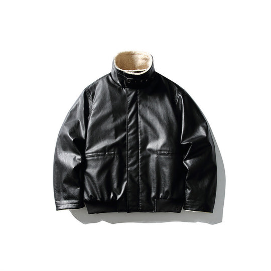 Herren Kurzer Boxy-Blouson mit verstellbarem Schnallenkragen und Teddy-Innenfutter Shop Nory