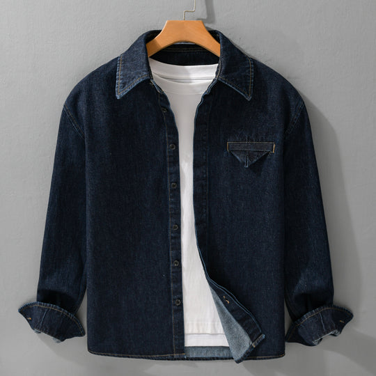 Herren Denim-Overshirt im Worker-Stil mit verdeckter Knopfleiste Shop Nory