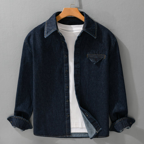 Herren Denim-Overshirt im Worker-Stil mit verdeckter Knopfleiste Shop Nory