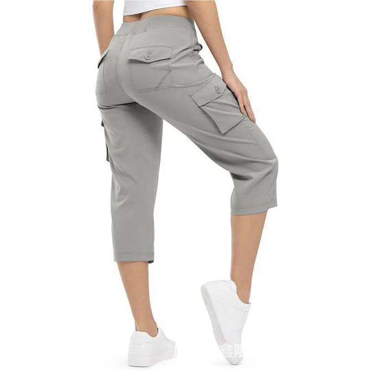 Damen Capri Cargo-Hosen in Bermuda-Länge mit hoher Taille und aufgesetzten Klappentaschen Shop Nory