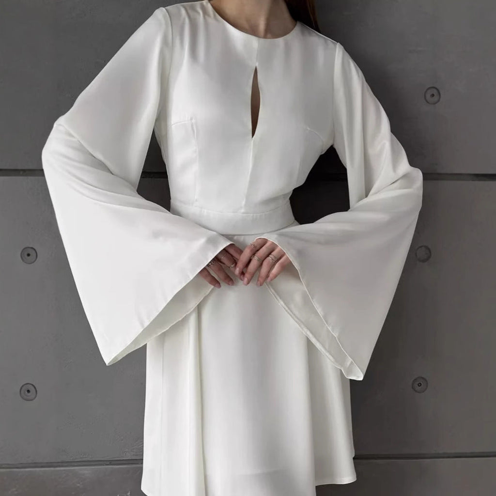 Damen Elegantes Wickelkleid mit weit ausgestellten Ärmeln und tiefem Ausschnitt