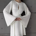 Damen Elegantes Wickelkleid mit weit ausgestellten Ärmeln und tiefem Ausschnitt
