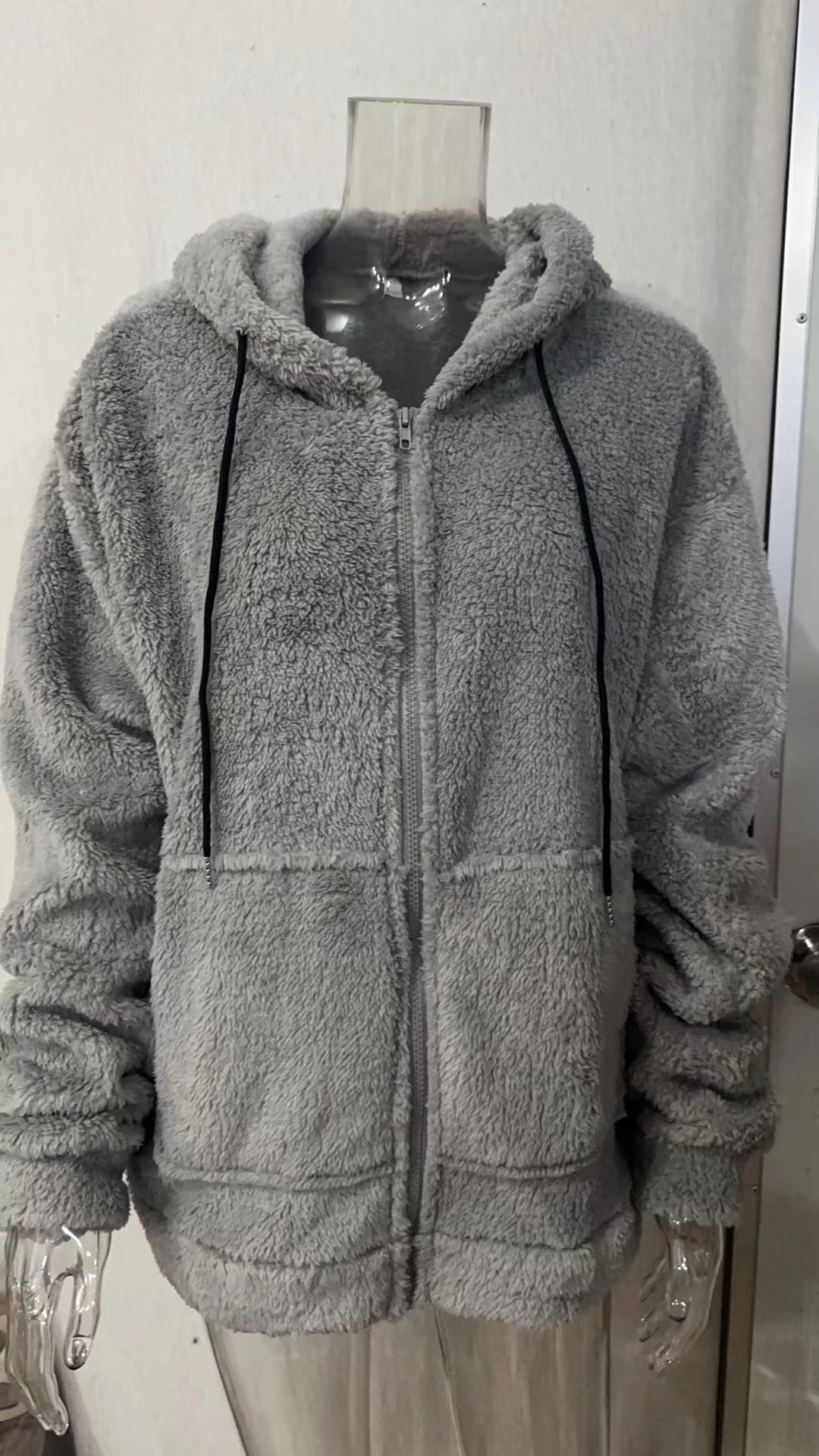 Herren nan kuschelige Teddyfleece Kapuzenjacke mit durchgehendem Reißverschluss Shop Nory
