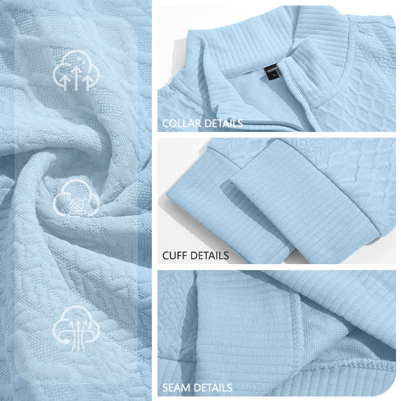 Herren Strickpullover mit halbem Reißverschluss und strukturierter Zopfoptik Shop Nory