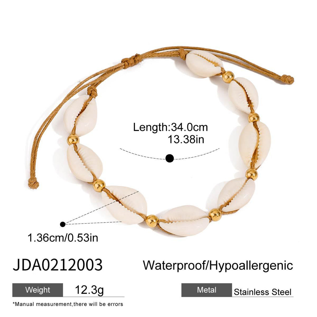 Damen Strandarmband aus hypoallergenem Edelstahl mit Muscheln Shop Nory