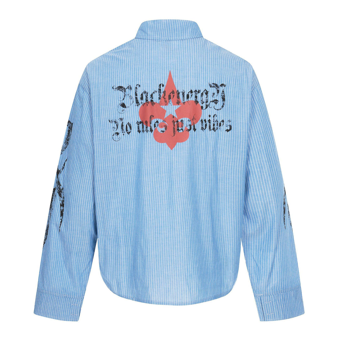 Unisex Oversize-Hemdjacke mit aufgesetzten Brusttaschen und dekorativen Printdetails Shop Nory