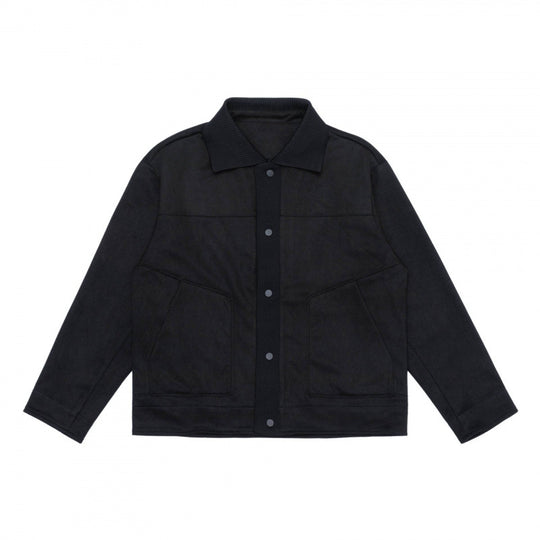 Unisex Boxy-Übergangsjacke mit Veloursstruktur, Hemdkragen und diagonalen Eingrifftaschen Shop Nory