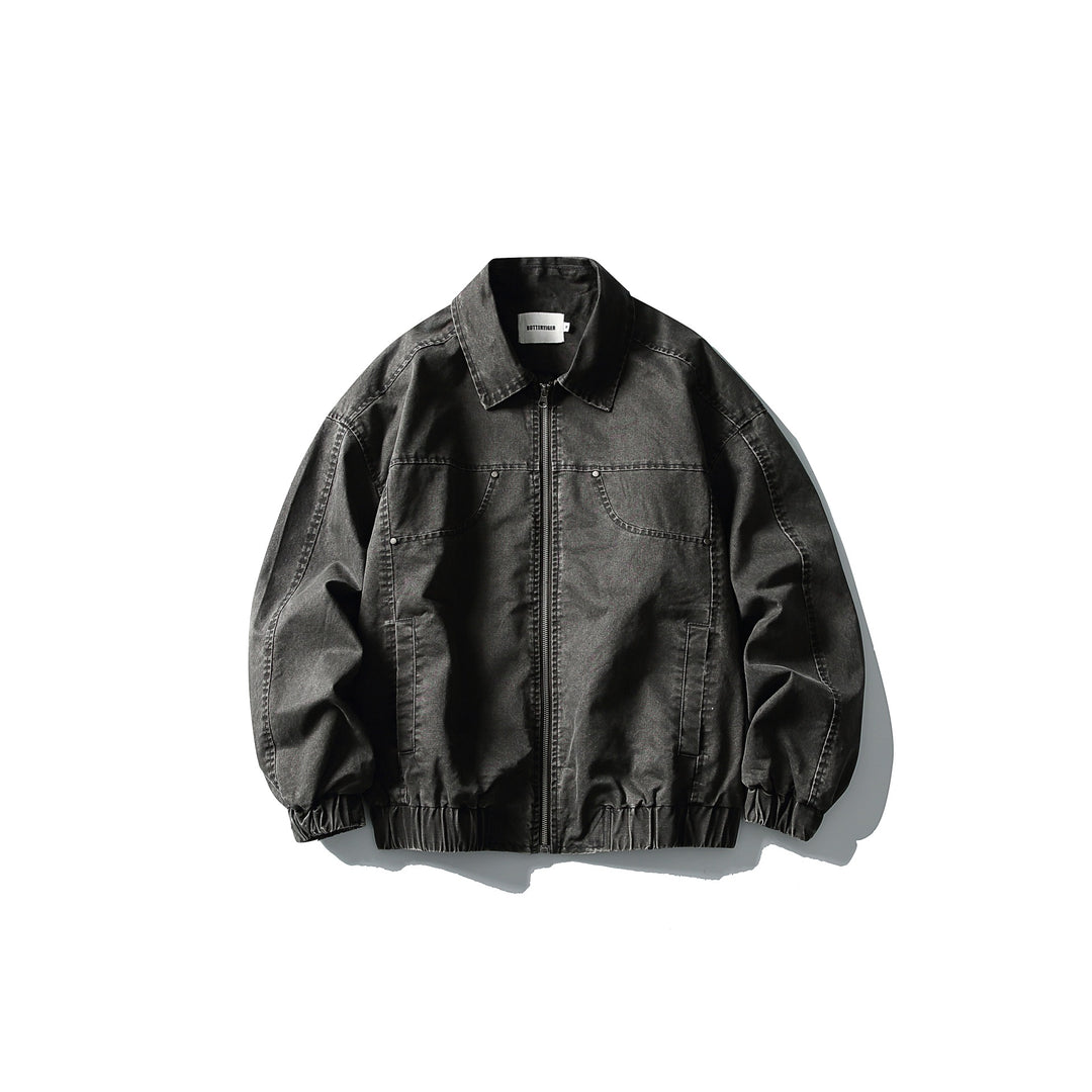 Herren Kurzjacke im Utility-Canvas-Stil mit durchgehendem Reißverschluss und elastischem Saum Shop Nory
