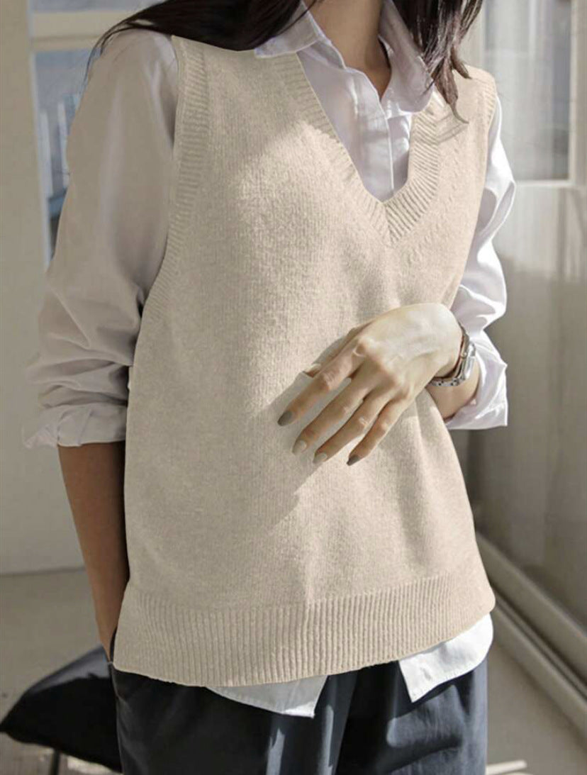 Damen Feinstrick-V-Ausschnitt Pullunder aus weichem Wollmix Shop Nory