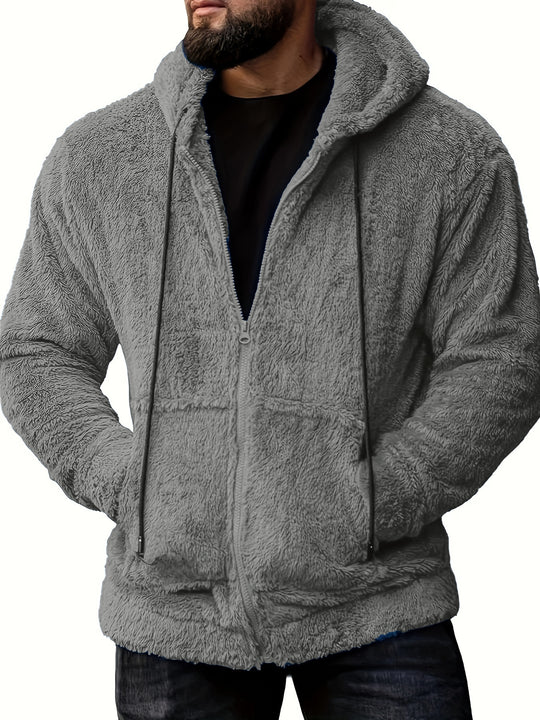 Herren nan kuschelige Teddyfleece Kapuzenjacke mit durchgehendem Reißverschluss Shop Nory