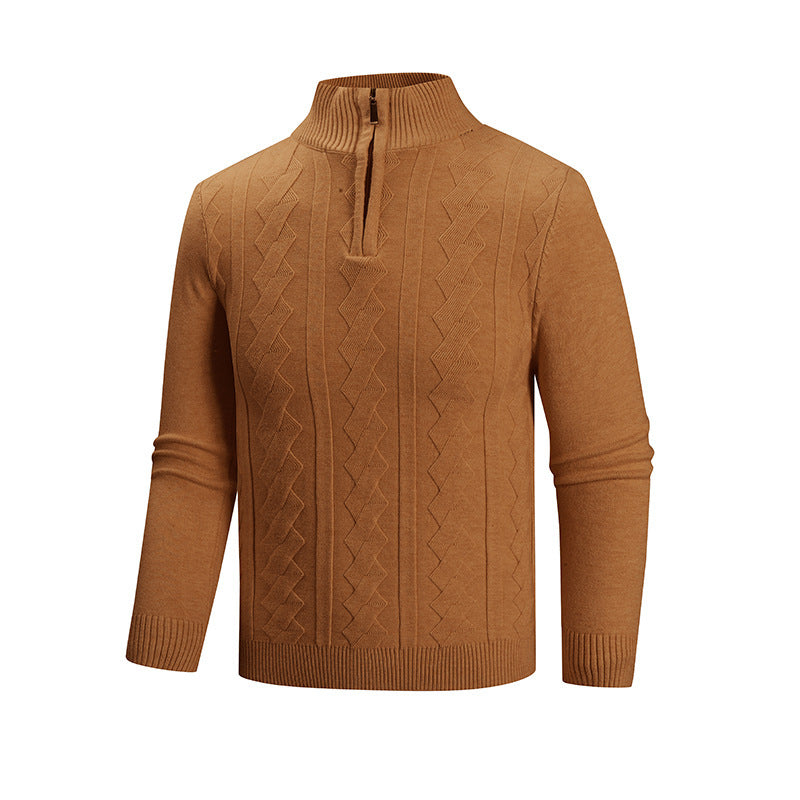 Herren Feinstrick-Halbzipp-Pullover mit Zopfmuster und Stehkragen Shop Nory
