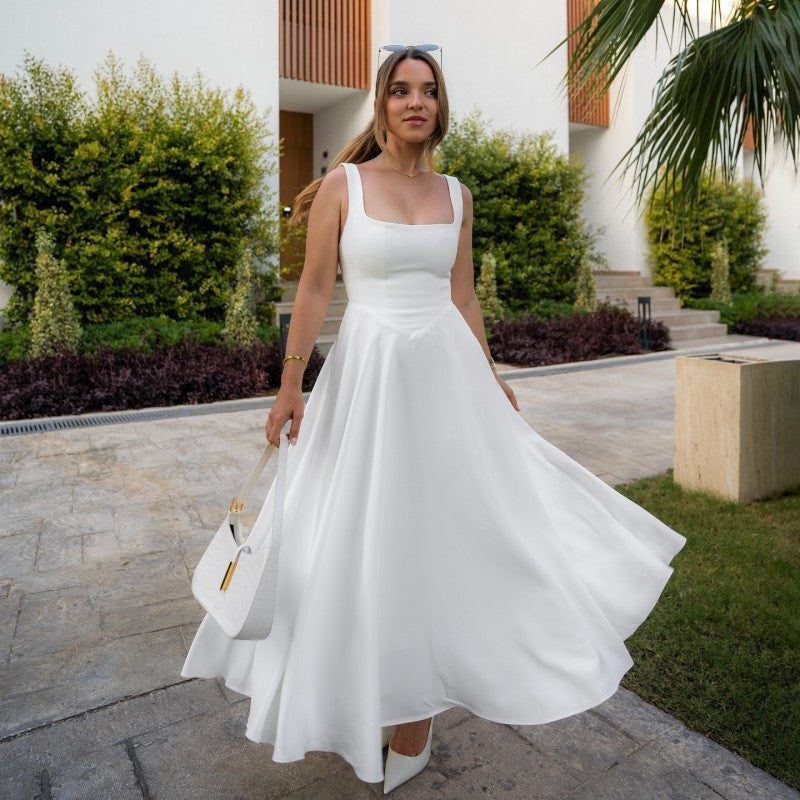 Maxikleid A-Linie mit quadratischem Ausschnitt