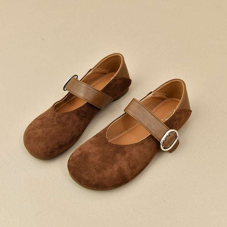 Damen bequeme Mary Jane Ballerinas mit dekorativem Riemen