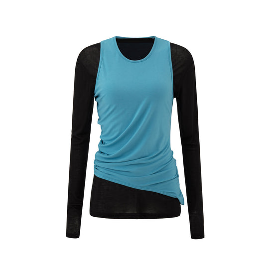 Damen Asymmetrisches Layering-Top mit verlängertem Saum Shop Nory