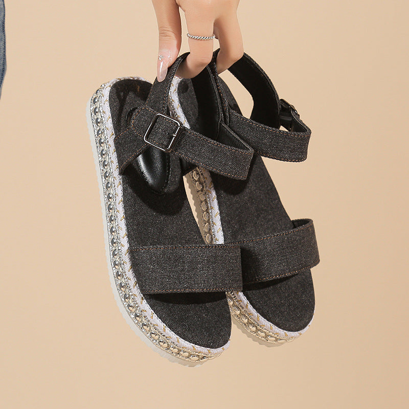 Damen Bequeme Espadrilles Sandalen mit verstellbaren Riemen und gepolstertem Fußbett Shopnory