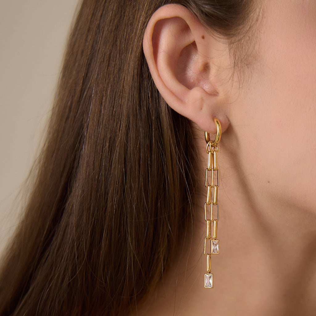 Damen Ohrhänger mit elegantem Ketten-Design und funkelnden Zirkonia Shop Nory