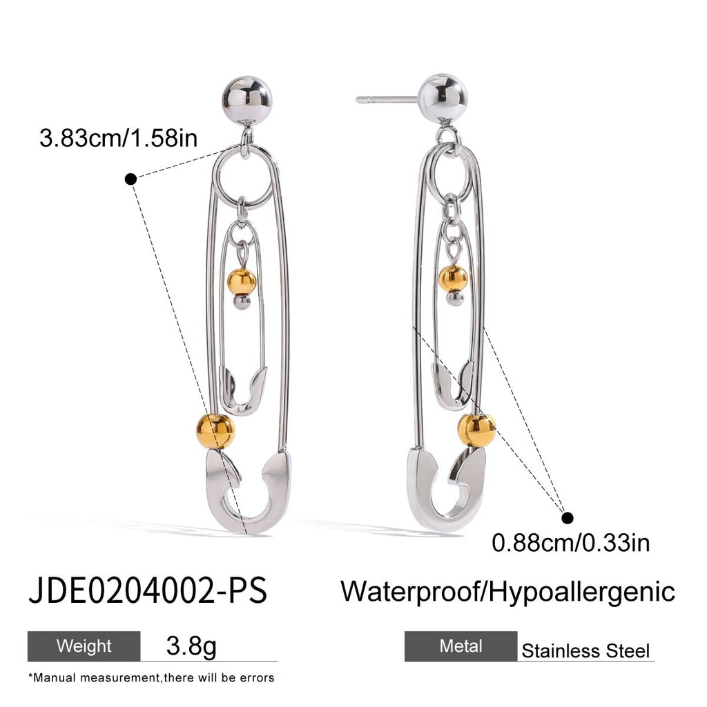 Damen Ohrhänger mit modernem Sicherheitsnadeldesign und goldenen Akzenten Shop Nory