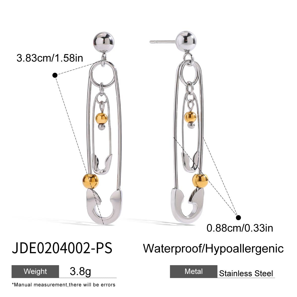 Damen Ohrhänger mit modernem Sicherheitsnadeldesign und goldenen Akzenten Shop Nory
