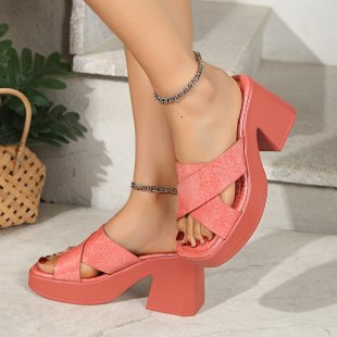 Damen Plateau-Pantoletten mit elegantem Riemchen-Design