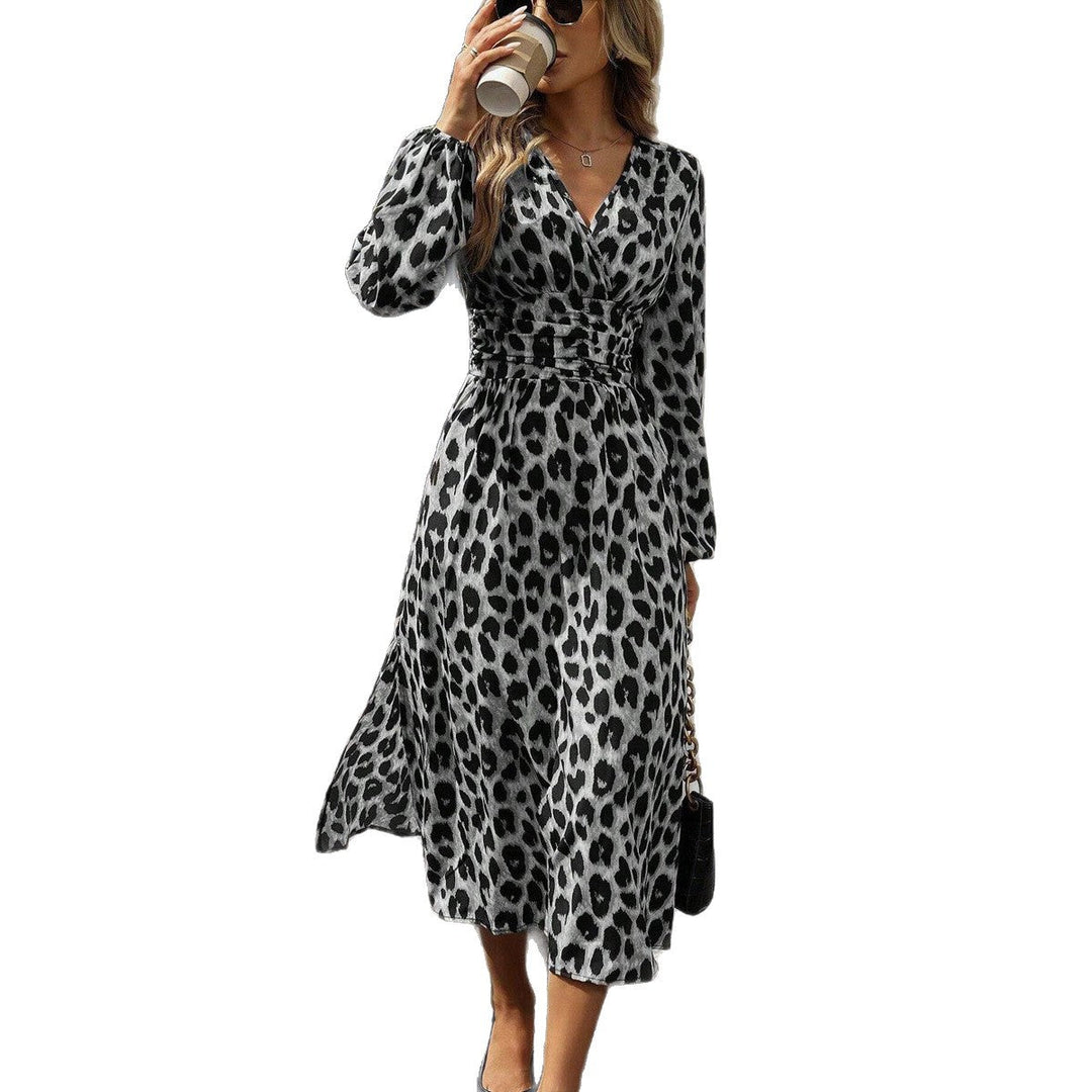 Damen Midi-Kleid mit Wickeloptik und Tiermotiv