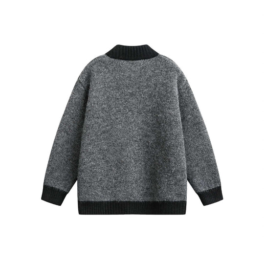 Damen Grobstrick-Zipjacke mit hohem Rippkragen und zweifarbigen Bündchen Shop Nory