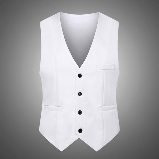 Herren Taillierte Satin-gefütterte Anzugweste mit markantem V-Ausschnitt und Pattentaschen Shop Nory