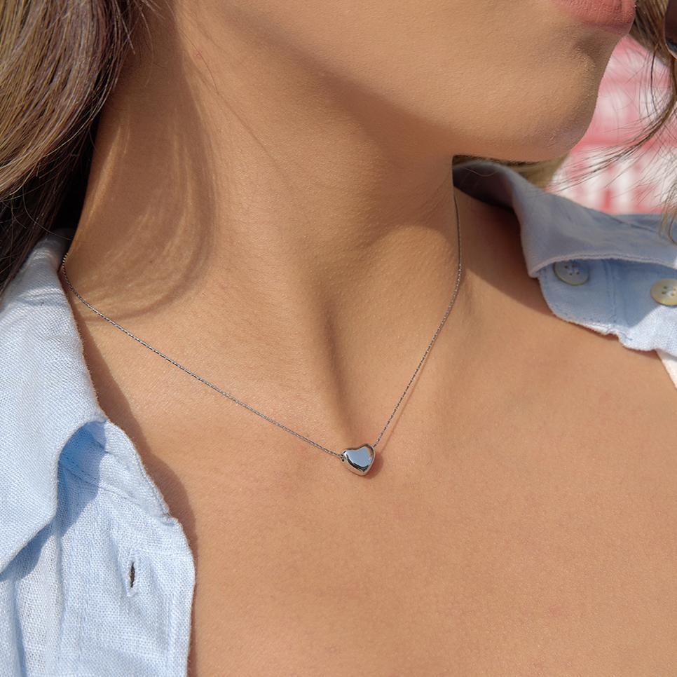 Damen Halskette mit herzförmigem Anhänger aus hypoallergenem Edelstahl Shop Nory